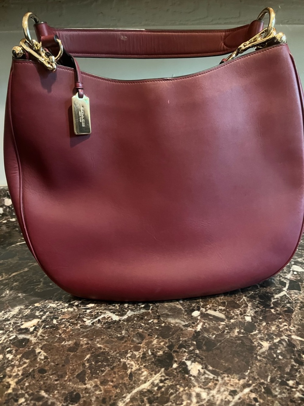 Coach Leather Shoulder Hobo Bag in Deep Wine - Picture 2 of 12